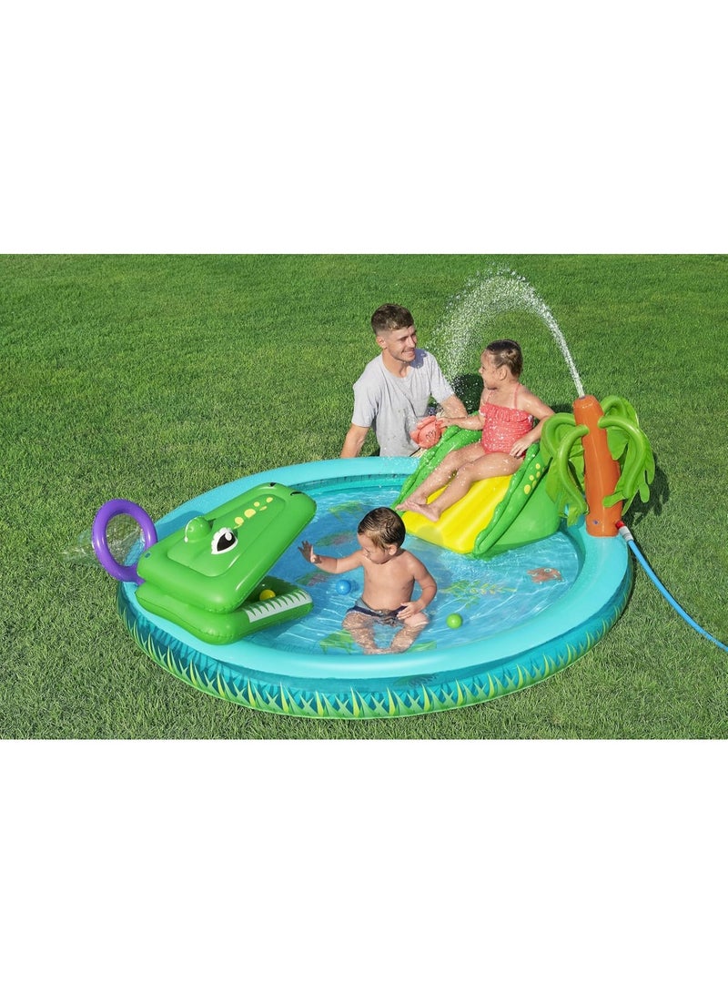 Bestway Playcentre Crocodile Cove 224X181X72cm, Outdoor & Indoor Relaxation & Play, Crocodile-themed Design, Slide With Soft Landing Pad, Easy-to-use - Image 2